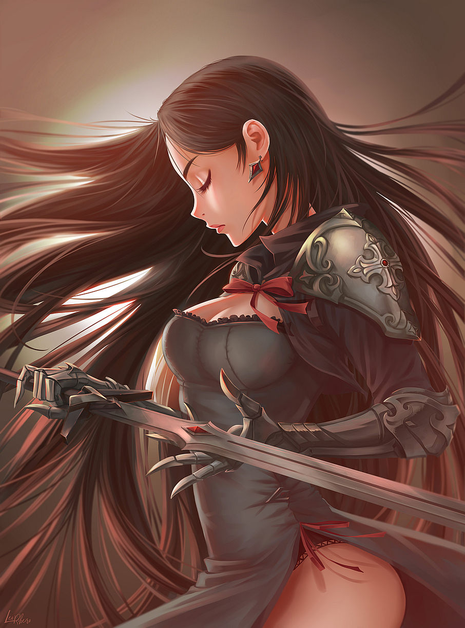 Beautiful warrior girl (anime OC): Original anime characters (Artist: LeoFoxArt)