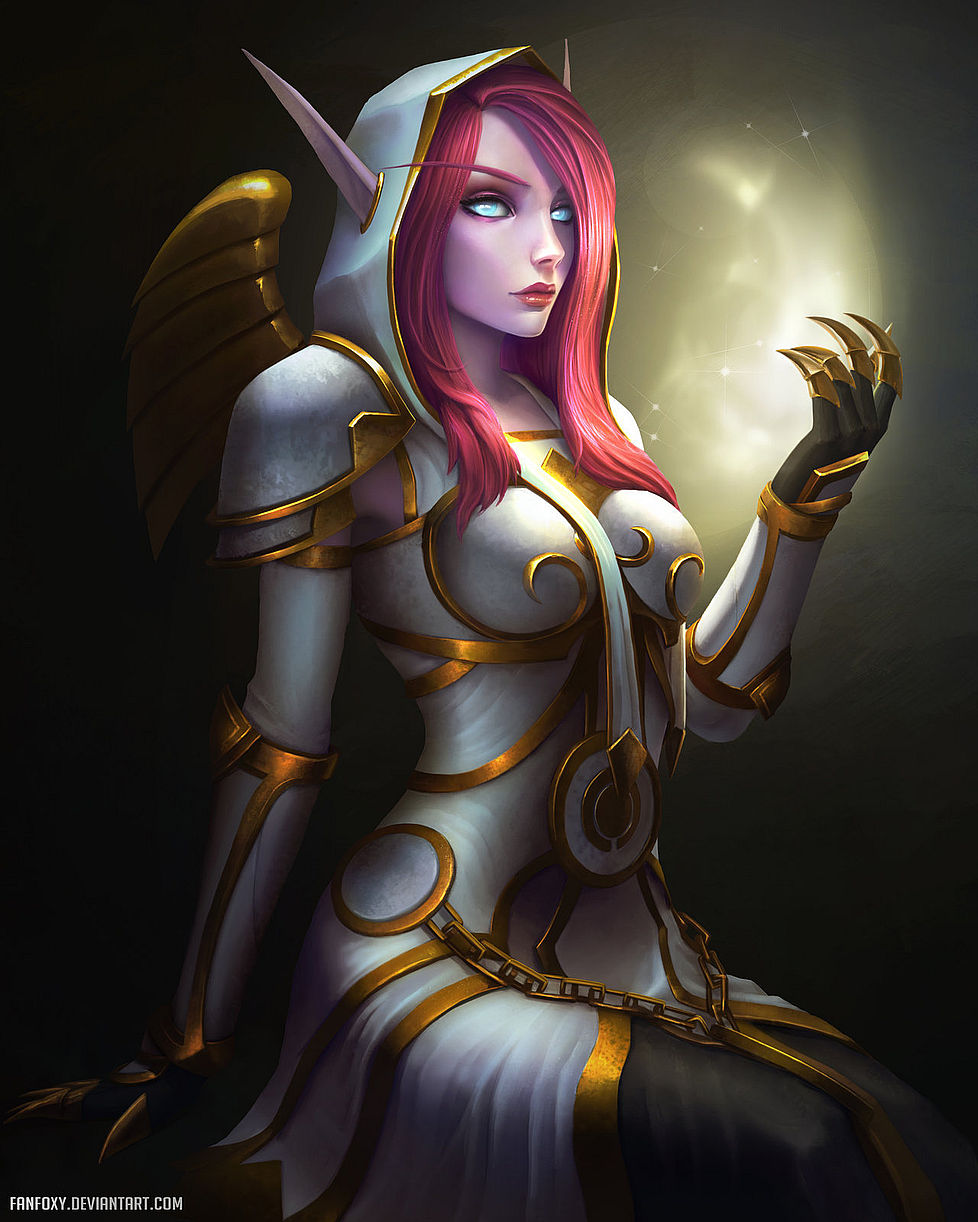 Night elf female: World of Warcraft game digital drawing [Artist: Fan Foxy]...