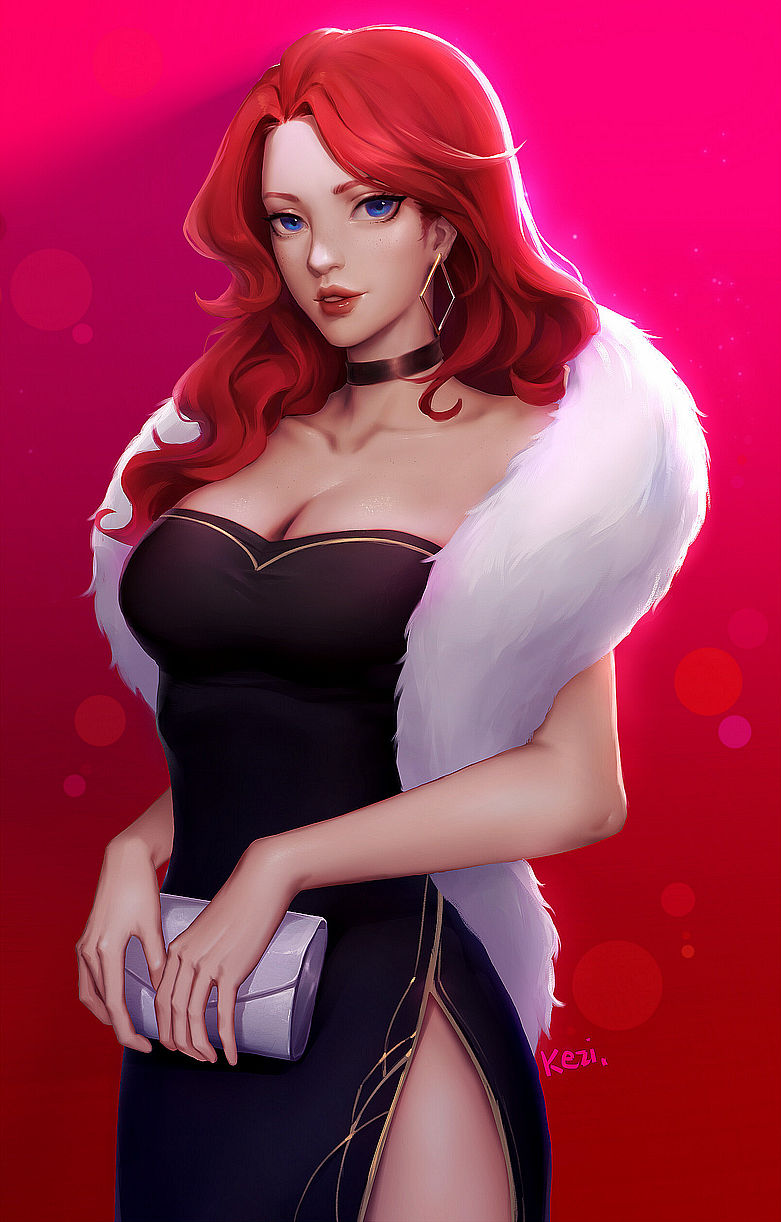 Miss Fortune with red hair: League of Legends (Artist: Kezi)