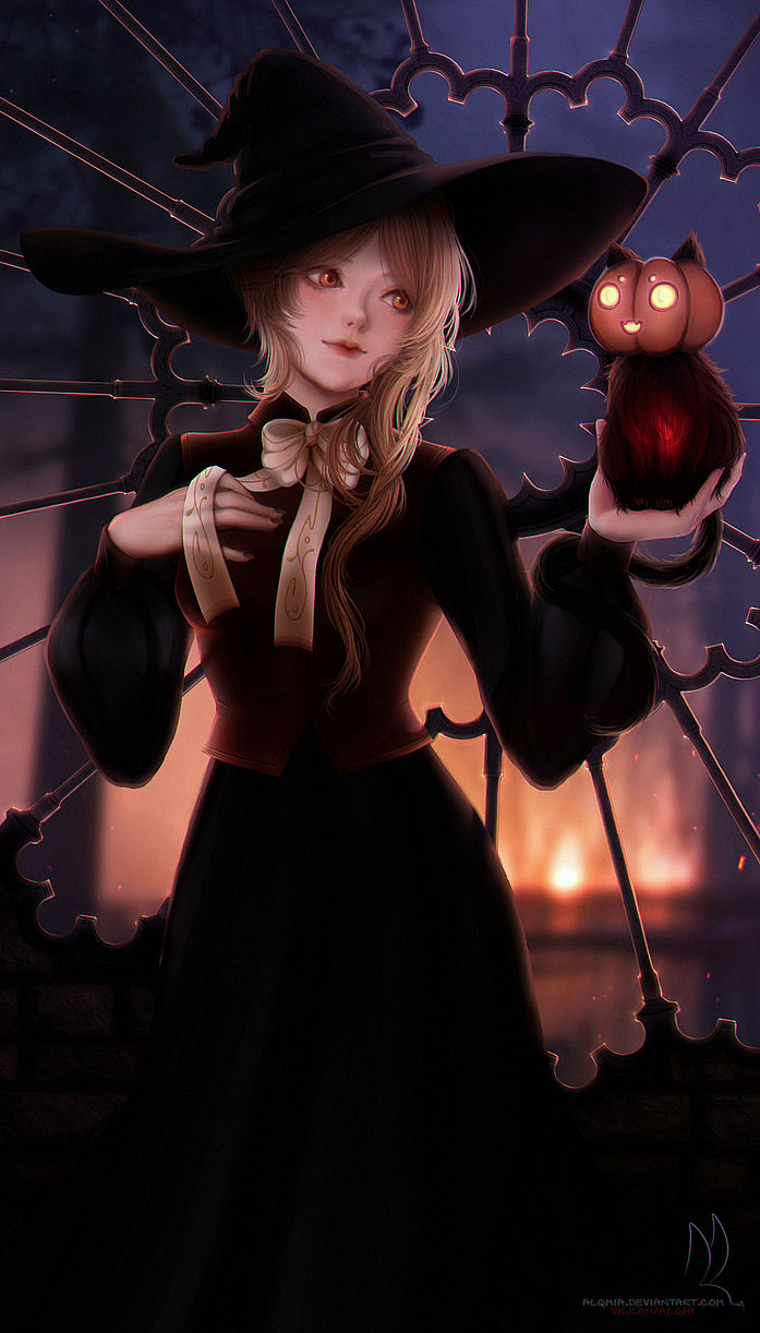 Cute witch Tevian: oc art: Original anime characters (Artist: Anastasia Volkova)