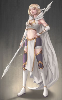Anime girl with spear (digital art by Zienu)