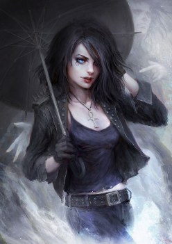 Dark girl with umbrella (digital art by theDURRRRIAN)