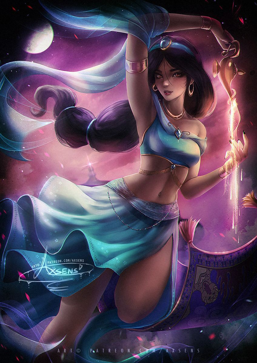 Pretty Princess Jasmine and Magic Lamp: Aladdin art: Cartoons and Movies (Artist: Axsens)