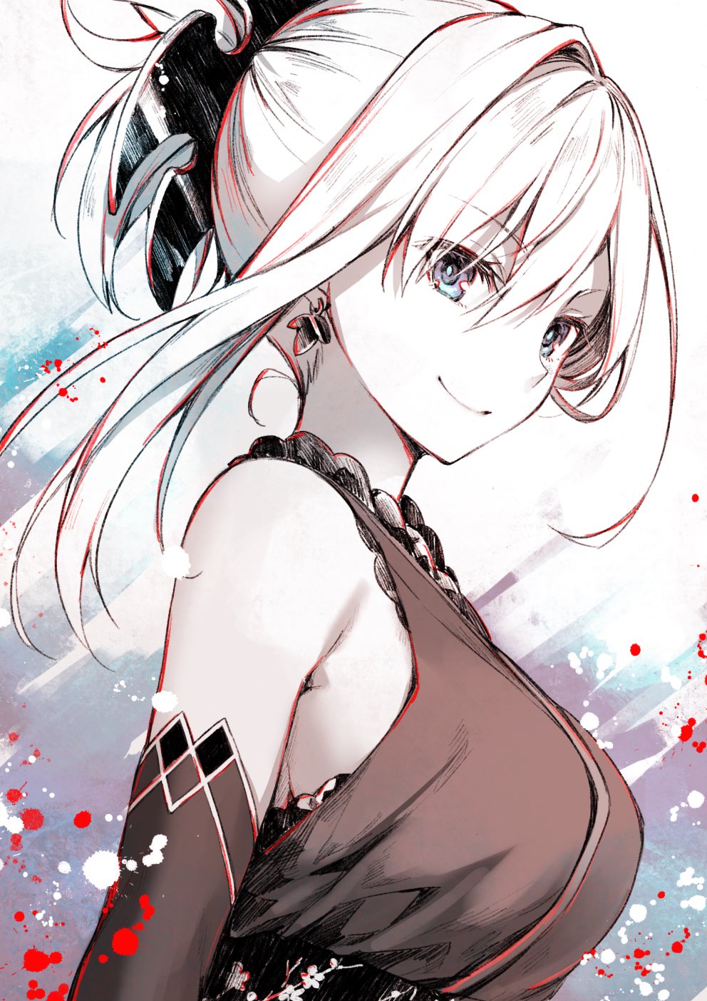 Anime girl Miyamoto Musashi (Saber): Fate GO art: Fate series (Artist: Toosaka Asagi)