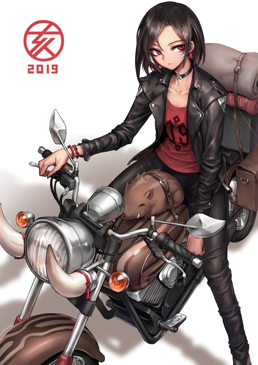 Pretty girl on a motorcycle: Original anime drawing: Original anime characters (Artist: Grooooovy)