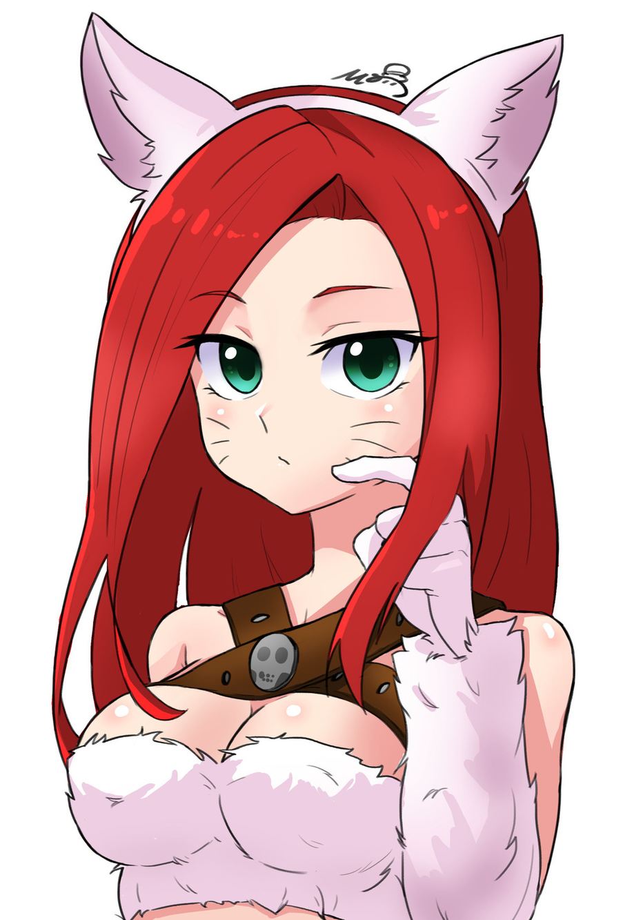 Pretty nekomimi girl Kitty Cat Katarina (LOL skin): League of Legends (Artist: MySmile)