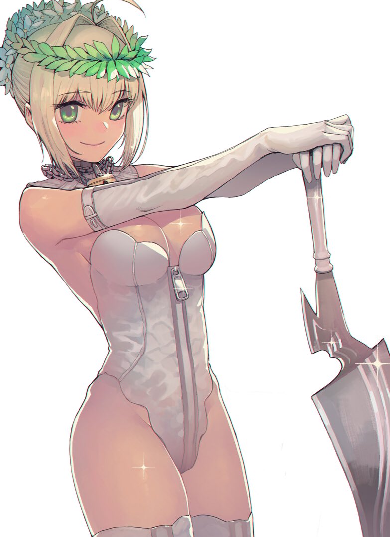 Saber Bride (Nero Claudius) with sword: Fate/Extra art: Fate series (Artist: Sungwon)
