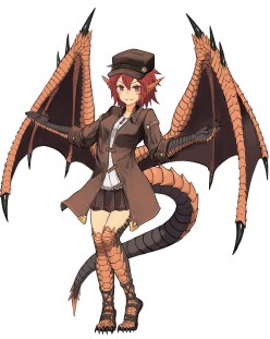 Kawai dragon girl: monster anime character (digital art by Hitokuirou)