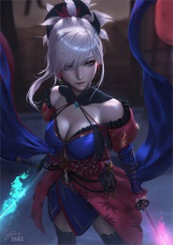 Beautiful Miyamoto Musashi (Saber): Fate/Grand Order art (digital art by Raikoart)