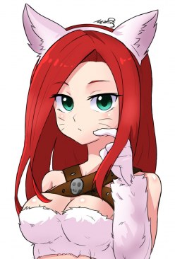 Pretty nekomimi girl Kitty Cat Katarina (LOL skin) (digital art by MySmile)