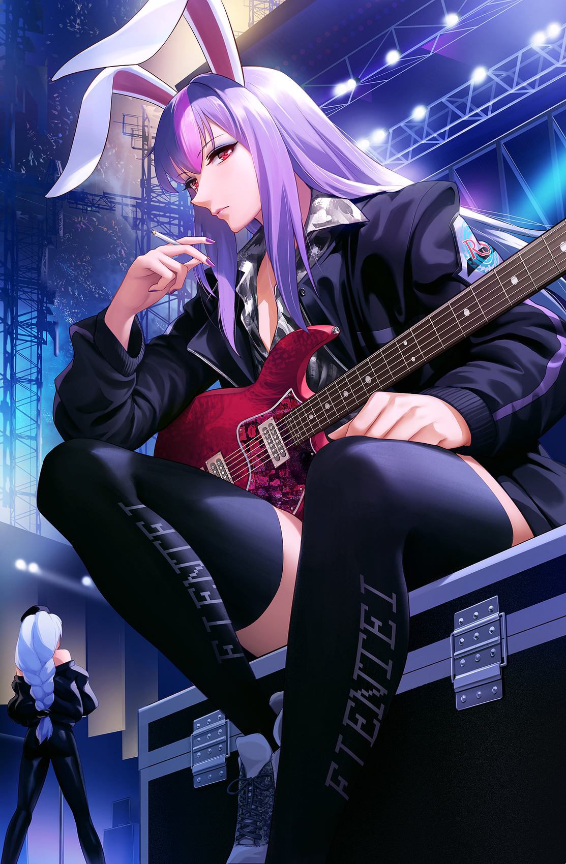 Rocker girl Reisen Udongein Inaba with a guitar: Touhou Project (Artist: Obaoba (monkeyix))