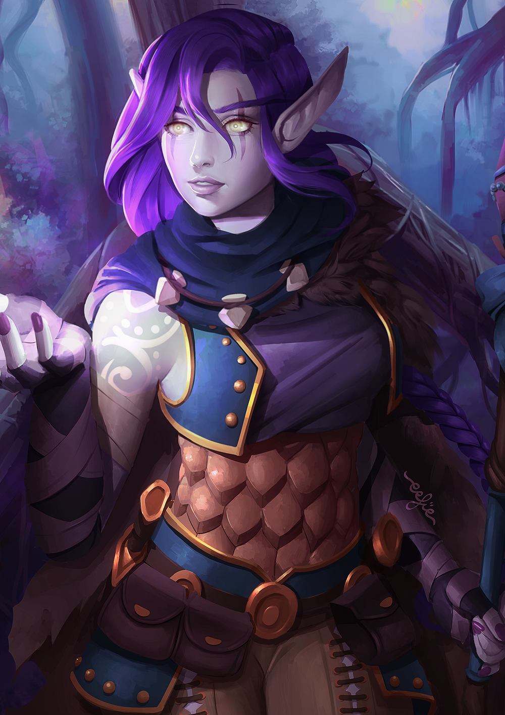 Void Elf girl (WOW blizzard fanart): World of Warcraft (Artist: ERDJIE)