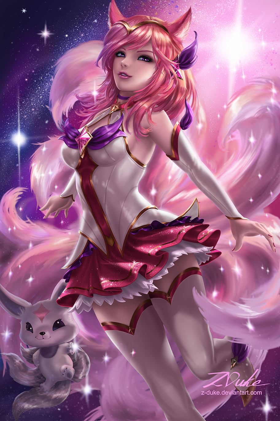 Nine TailedFox girl Star Guardian Ahri ( game skin): League of Legends (Artist: Z-Duke)