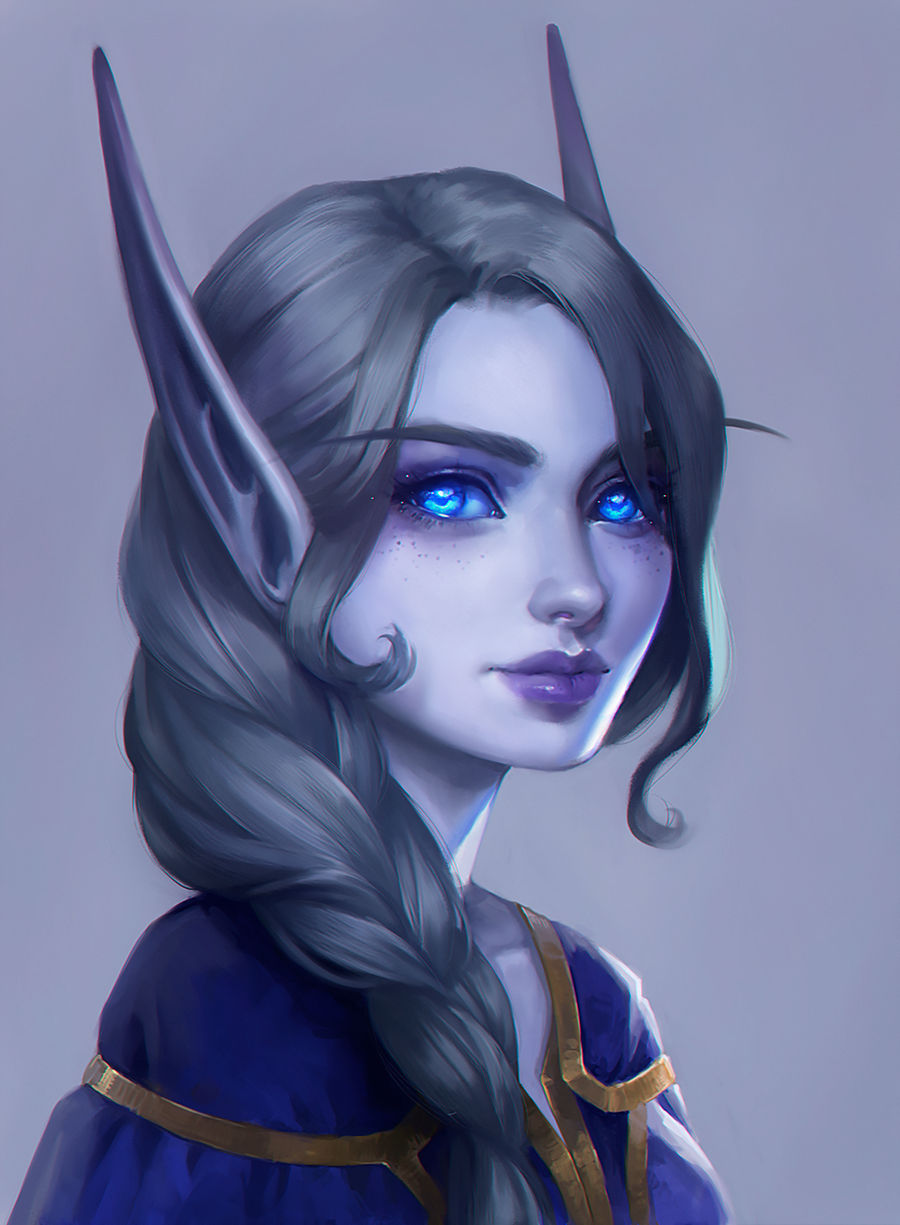Void Elf portrait: WOW fanart: World of Warcraft (Artist: Antheiavaulor)