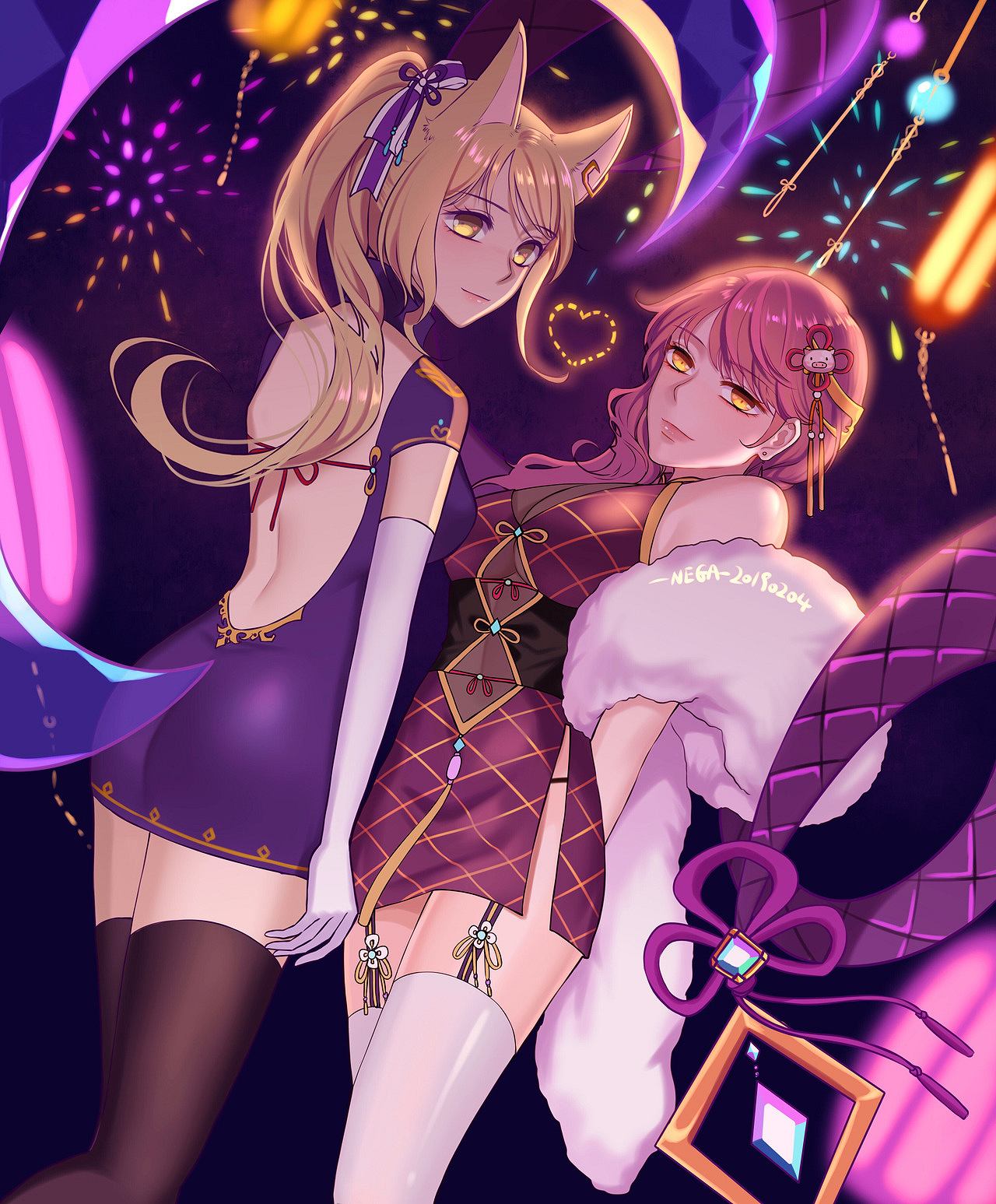 Two beautiful girls: Ahri and Evelynn: League of Legends (Artist: -NEGA-)