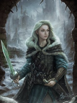 Beautiful girl with sword: fantasy  fanart (digital art by TheFirstAngel)