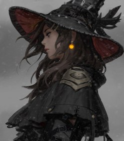 Pretty witch girl with earrings: OC draw (digital art by GUWEIZ)