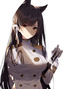 Cute military girl Atago (anime girl) (digital art by Kisui (user wswf3235))