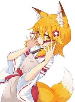 Cute fox-girl: Sewayaki Kitsune no Senko-san anime art (digital art by Suu2510)
