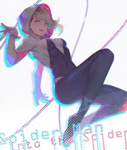 Gwen Stacy (Spider-Woman): Into the Spider-Verse fanart (digital art by Lino chang)