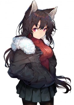 Wolf girl Imaizumi Kagerou in jacket (fan art) (digital art by Onion (onion and pi-natto))