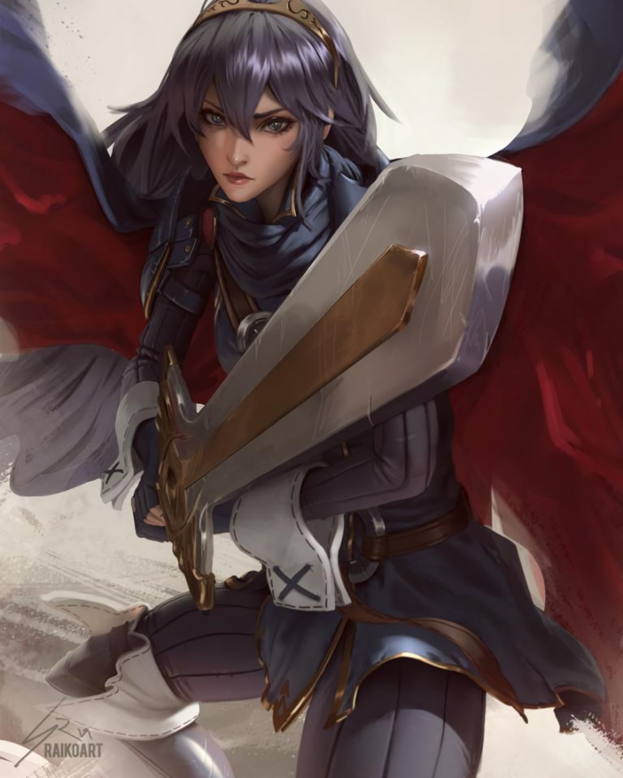 Beautiful girl Lucina with sword: Fire Emblem Awakening game fanart Artist:...