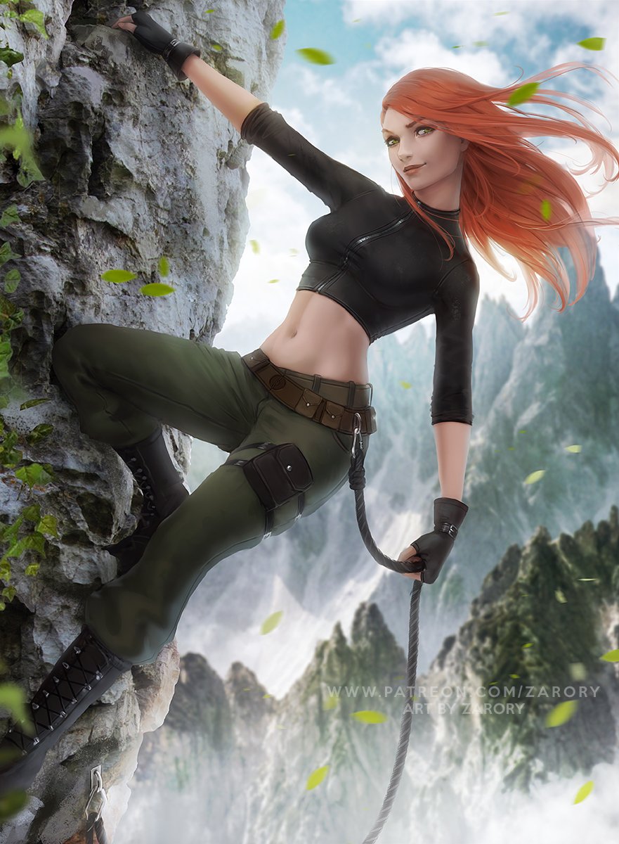 Amaizing girl Kim Possible and rock climbing: Cartoons and Movies (Artist: Zarory)