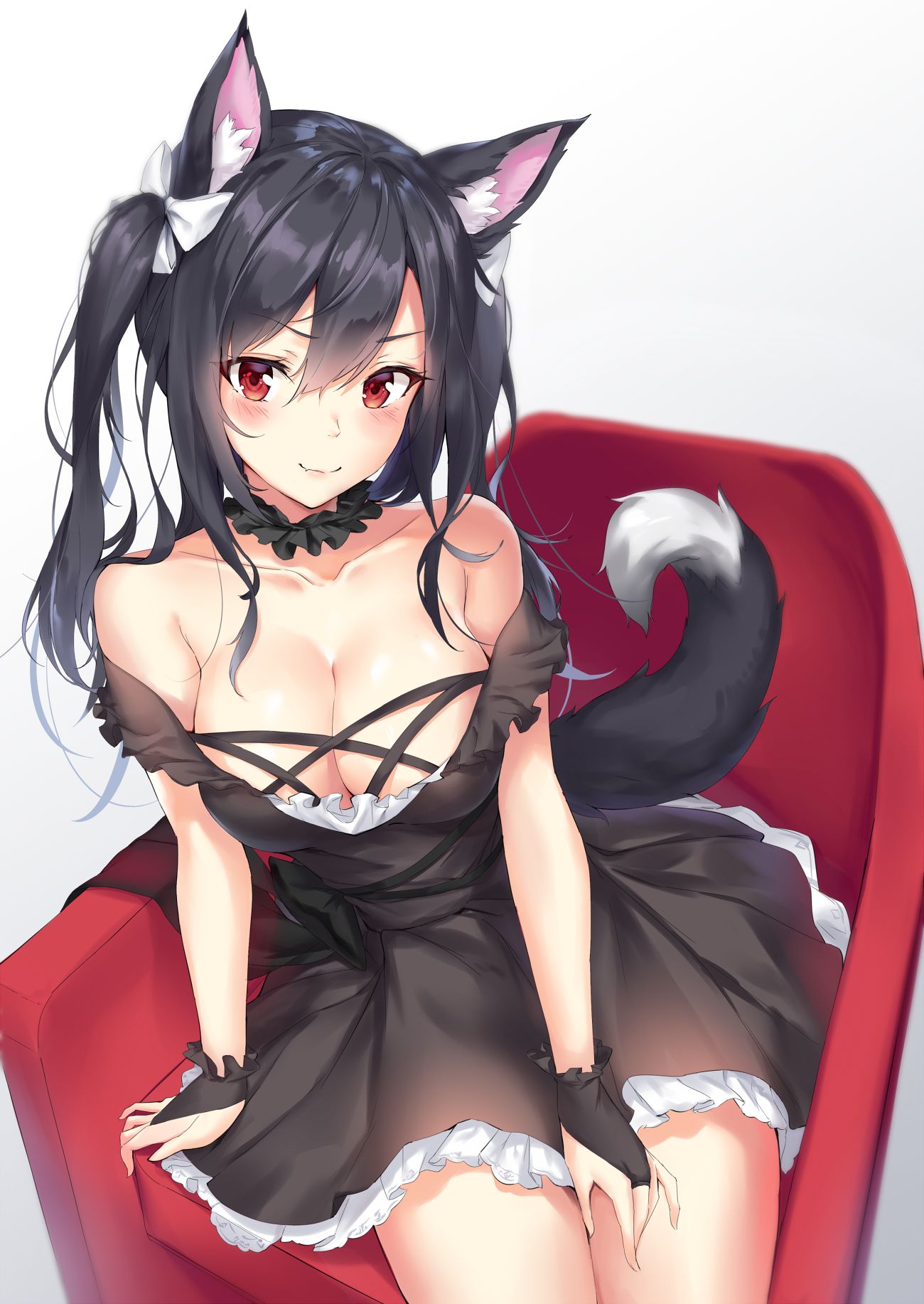 Cute neko girl Shigure with cat ears and tail.