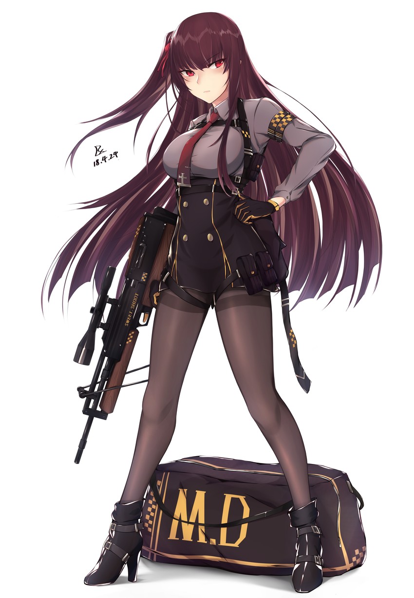 Pretty girl WA2000 in pantyhose with rifle: Girls' Frontline (Artist: Zhishi ge fangzhang)