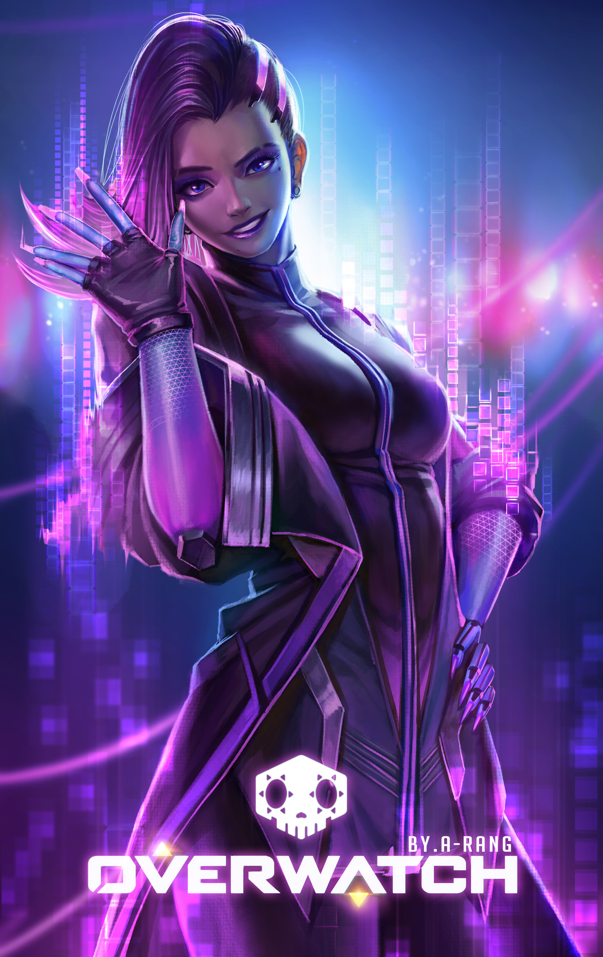 Sombra (Olivia Colomar): Blizzard game fanart: Overwatch (Artist: Arang)