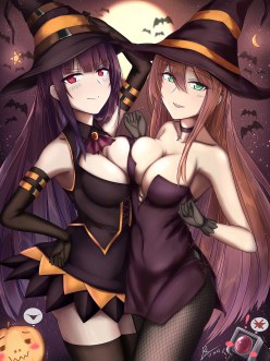 Two girls Wa2000 and M1903 Springfield (Halloween skins) (digital art by Zhishi ge fangzhang)