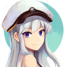Cute military ship girl Enterprise: game art (digital art by Cathamos)