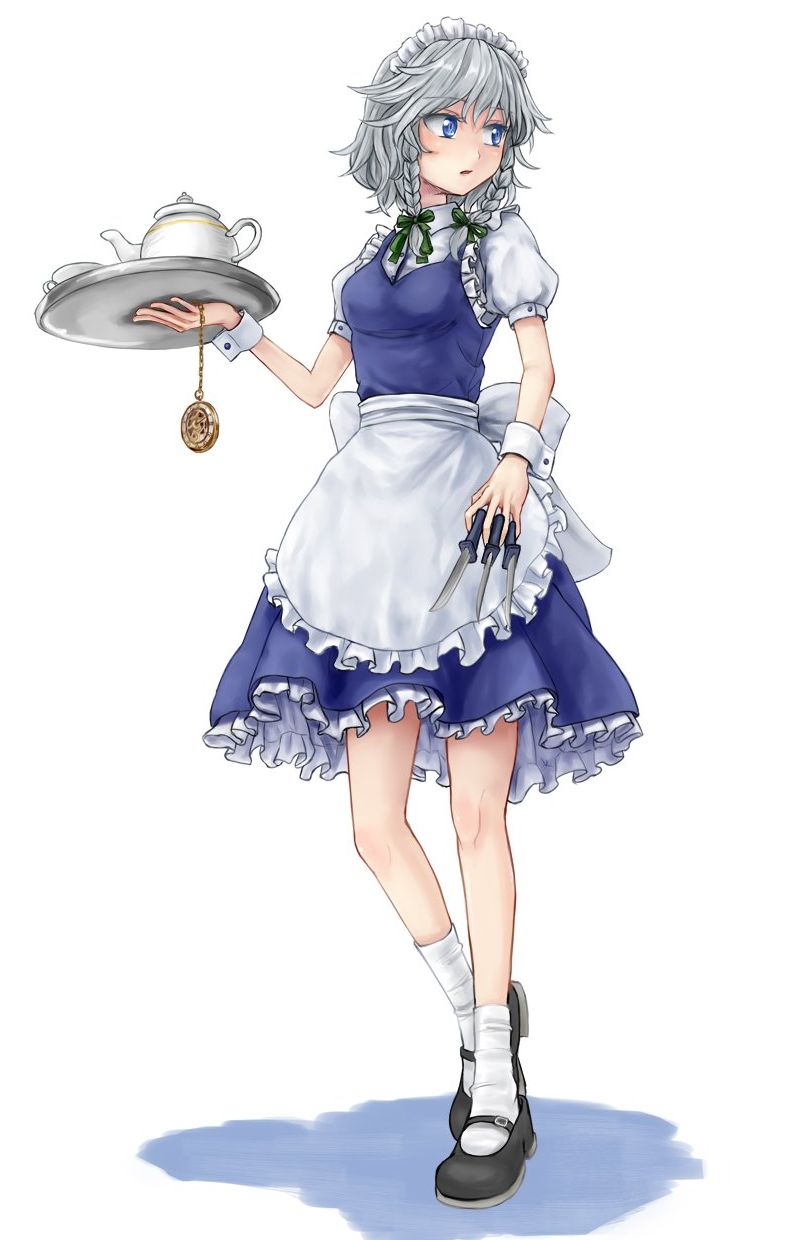 Pretty waitress Sakuya Izayoi: anime girl art: Touhou Project (Artist: Fuwatoro (enemy-of-society))