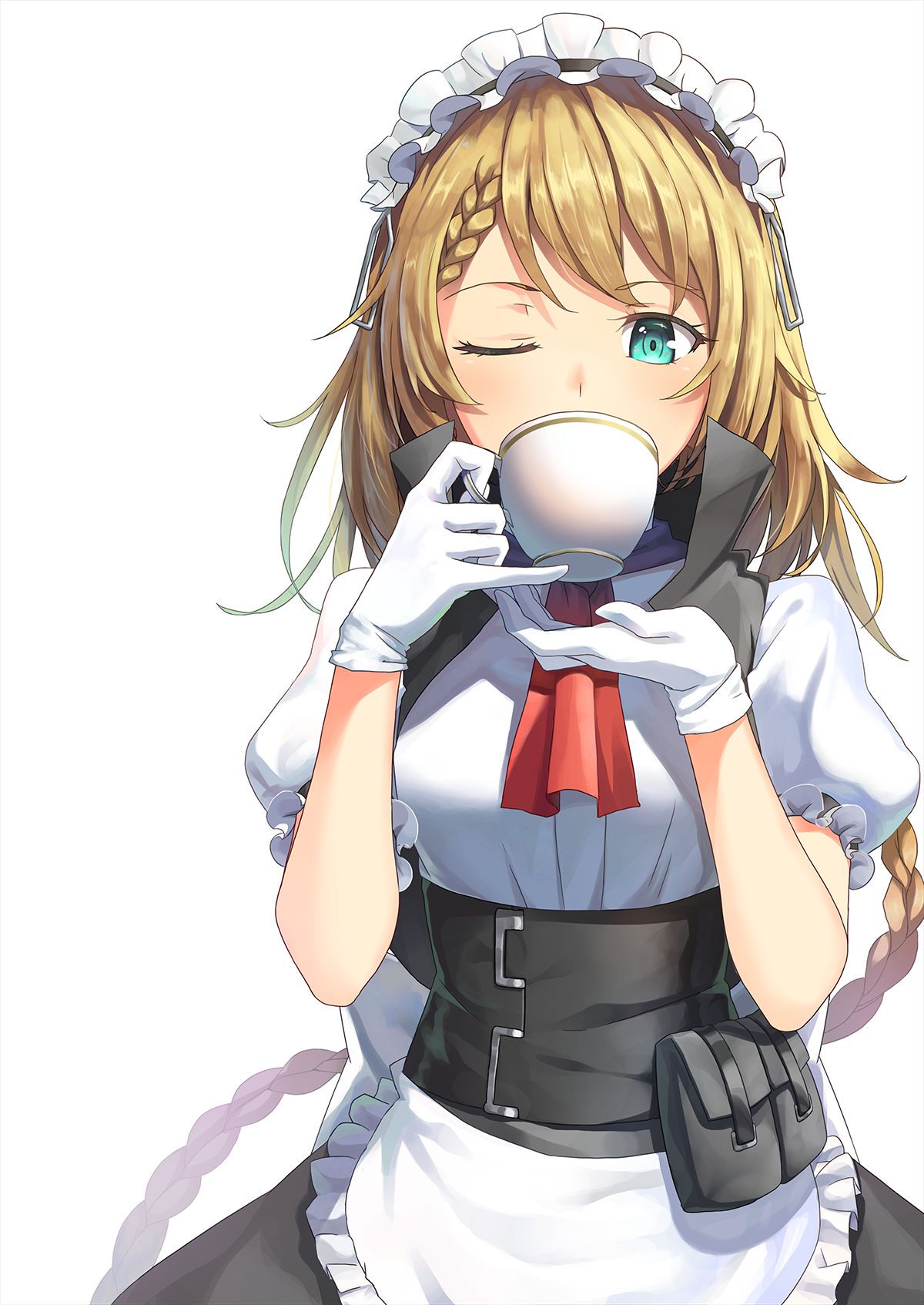 Cute anime girl G36 drinking tea: Girls' Frontline (Artist: Vikpie)
