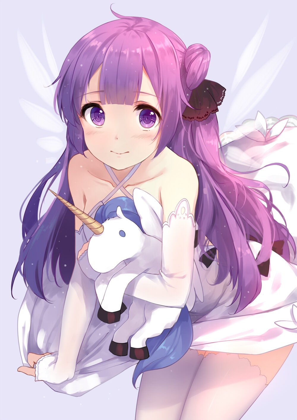 Pretty anime girl Unicorn with plush toy: Azur Lane (Artist: Caidychen)