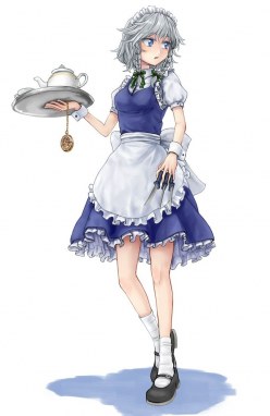Pretty waitress Sakuya Izayoi: anime girl art (digital art by Fuwatoro (enemy-of-society))