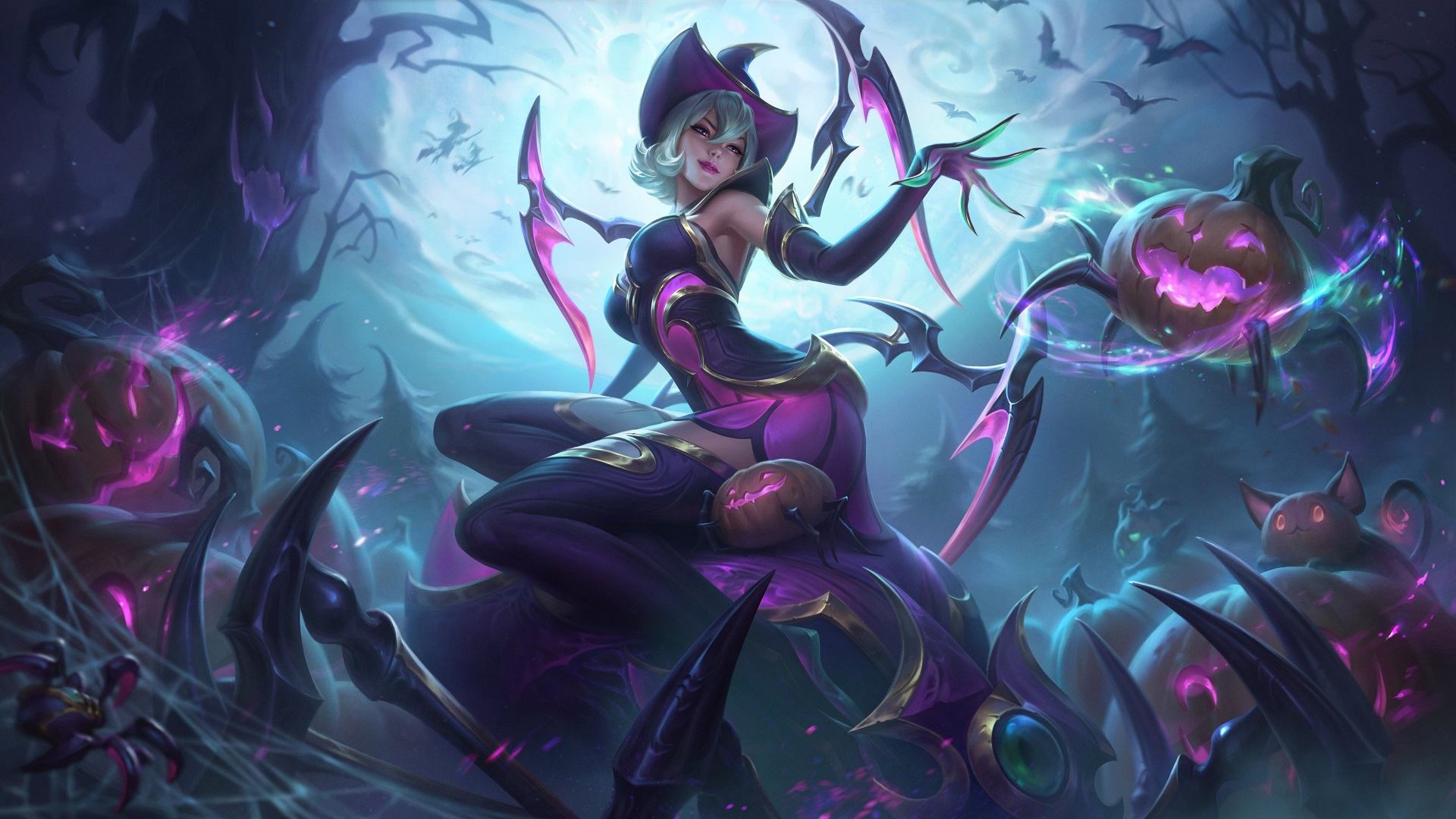 Pumpkin Prince Amumu and Bewitching Elise Wallpapers (Full HD arts): League of Legends (Artist: Riot Games)