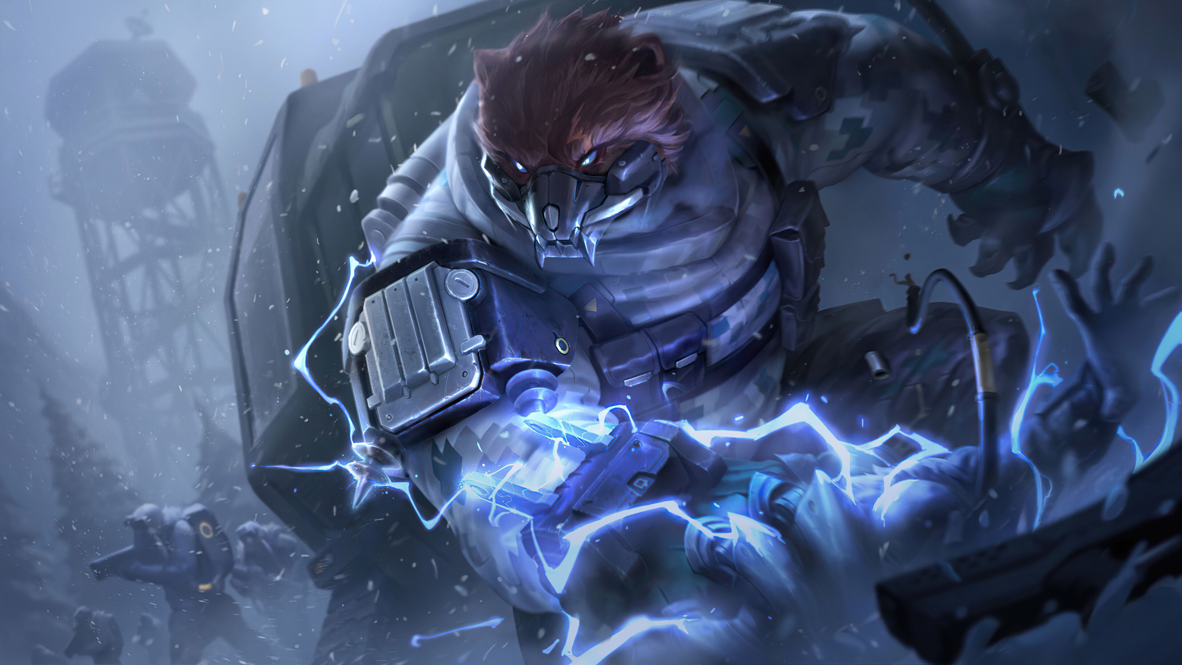 LOL Wallpapers 4K: Volibear rework skins (Thunderlord, Northern Storm, Runeguard, Captain, El Rayo, Thousand Pierced, Classic): League of Legends (Riot Games illustration)