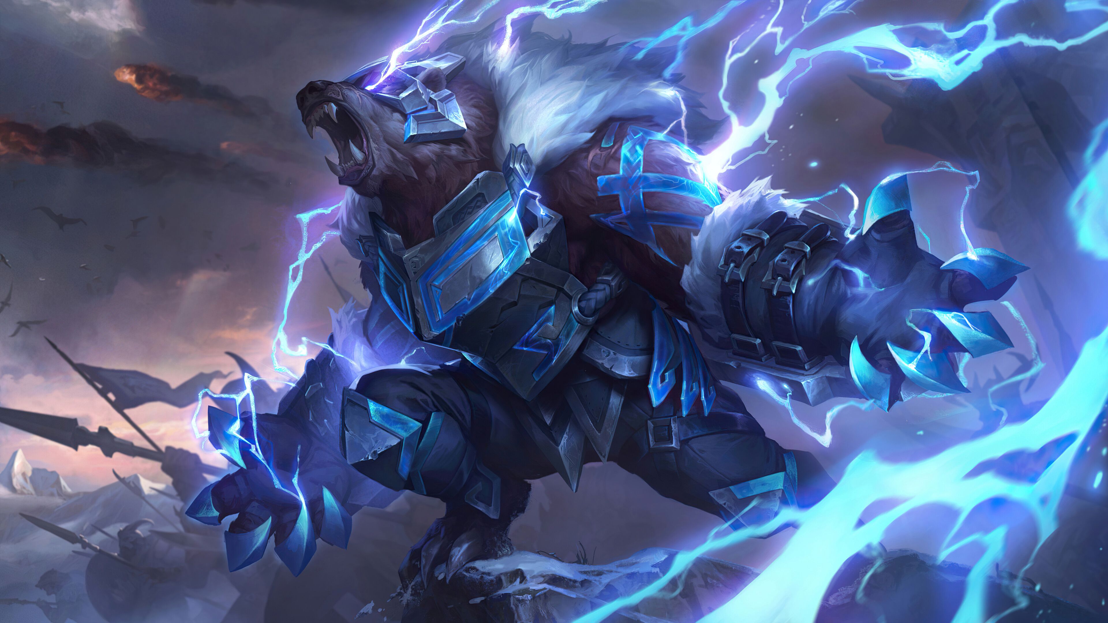 LOL Wallpapers 4K: Volibear rework skins (Thunderlord, Northern Storm, Runeguard, Captain, El Rayo, Thousand Pierced, Classic): League of Legends (Picture by Riot Games)