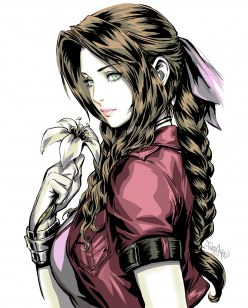 Aerith Gainsborough (Aeris) portrait: Final Fantasy 7 remake (digital art by Yury Flics)