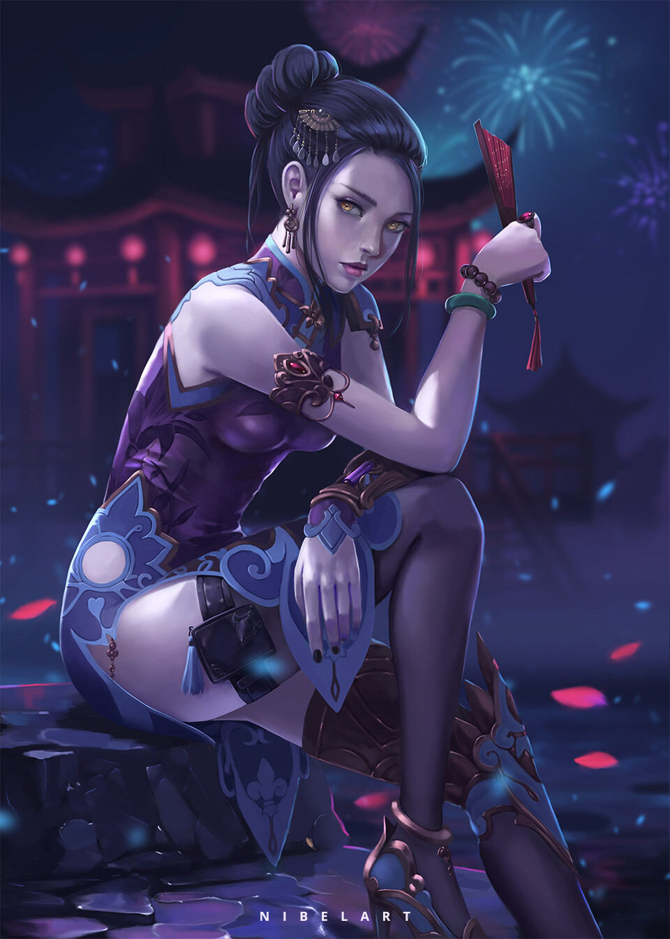 Black Lily Widowmaker (Lunar New Year skin): Blizzard art: Overwatch (Artist: Nibelart)
