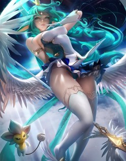 Star Guardian Soraka (Riot games skin) (digital art by Sakimichan)