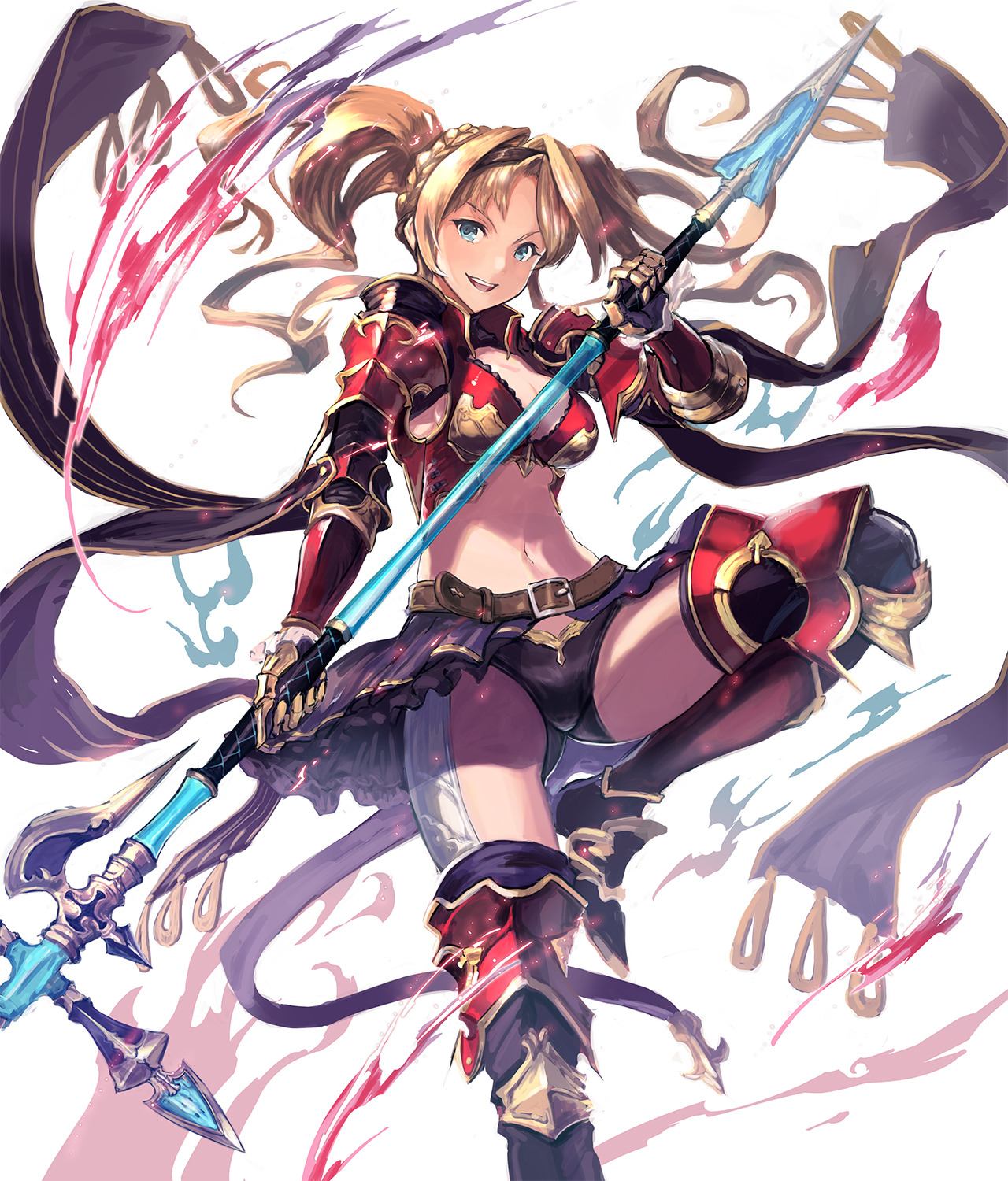 Warrior girl Zeta with lance: game character art: Granblue Fantasy (Artist: Aoi kamogawa)