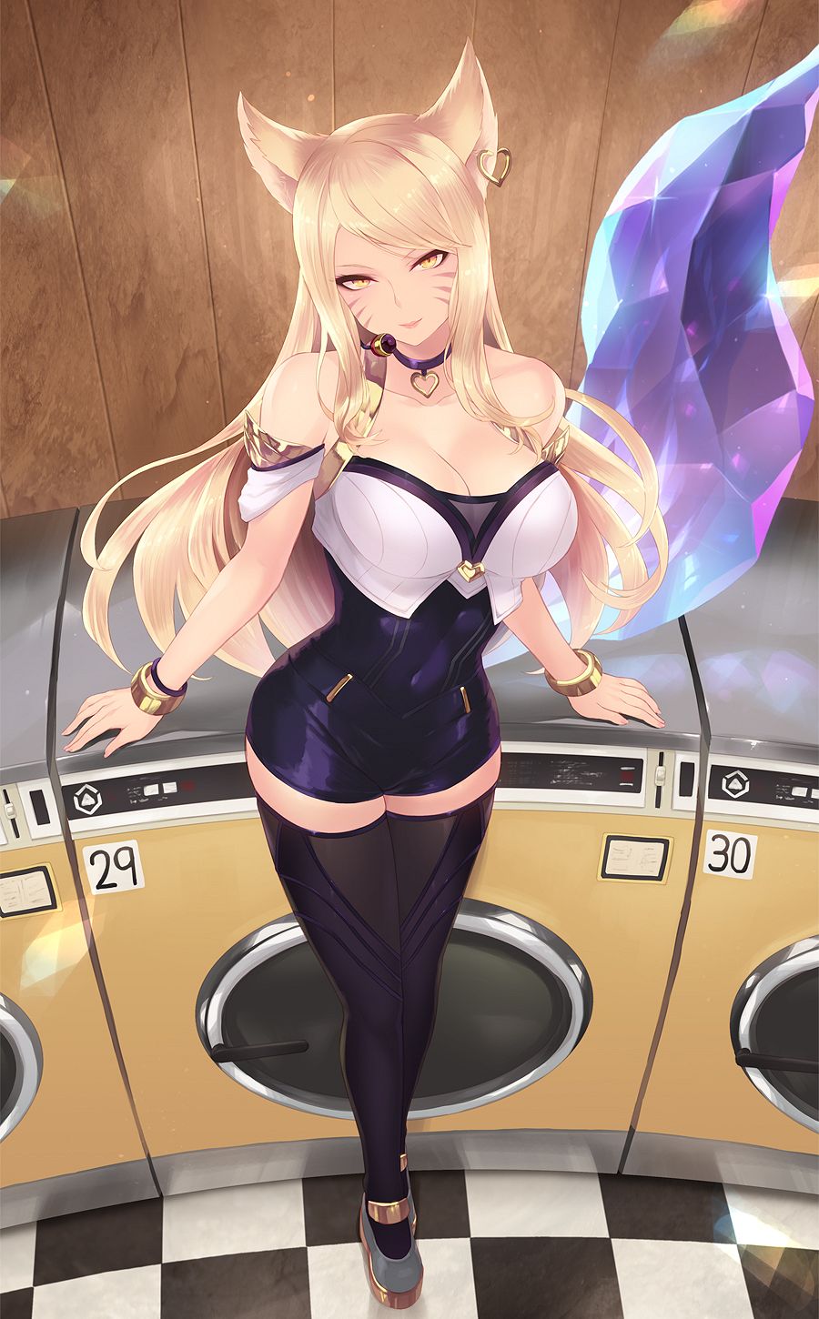 Cute fox KDA Ahri and washers (Riot game skin): League of Legends (Artist: Cait)