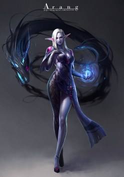 Dark Elf girl: the dragon summoner (fantasy art) (digital art by TaeKwon Kim / A-rang)