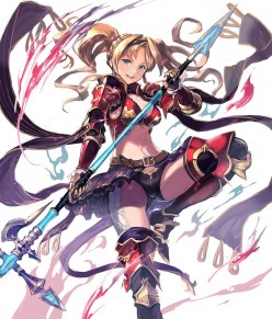 Warrior girl Zeta with lance: game character art (digital art by Aoi kamogawa)