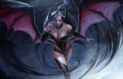 Amazind demoness: devil girl fantasy character (FullHD Wallpapers) (digital art by A-rang)