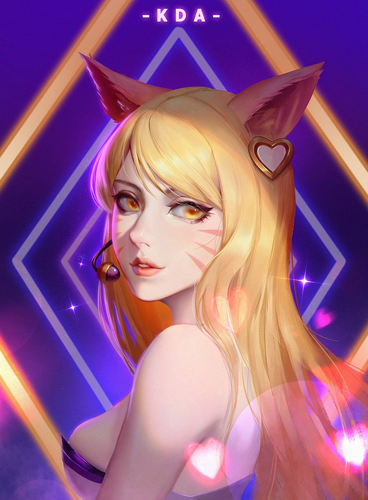 Anime fox girl Ahri (K/DA skin): League of Legends (Artist: )