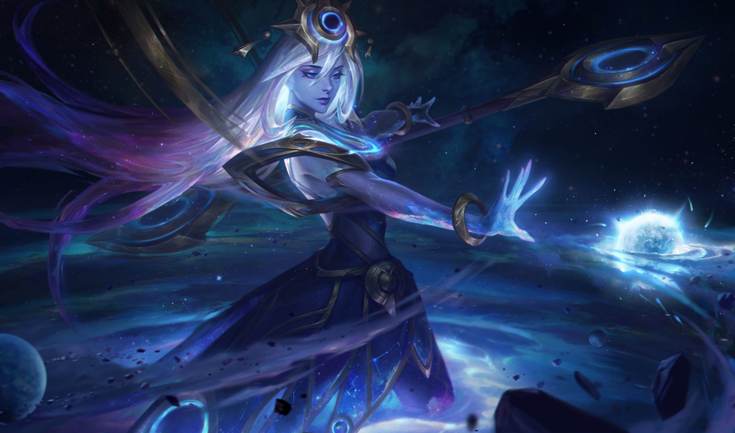 Wallpapers: Cosmic and Dark Cosmic Lux skins: League of Legends (Digital art by Riot Games)