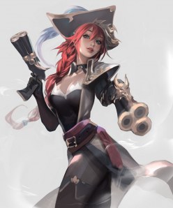 Pirate girl Captain Fortune (MF LOL skin) (digital art by V i o r i e)
